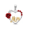 Thumbnail Image 1 of Red Cubic Zirconia &quot;Mom&quot; Rose Heart Charm Sterling Silver