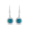 Thumbnail Image 2 of Blue-Green Lab-Created Opal Inlay & White Lab-Created Sapphire Swirl Dangle Earrings Sterling Silver