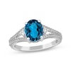 Thumbnail Image 1 of Oval-Cut London Blue Topaz & White Lab-Created Sapphire Ring Sterling Silver