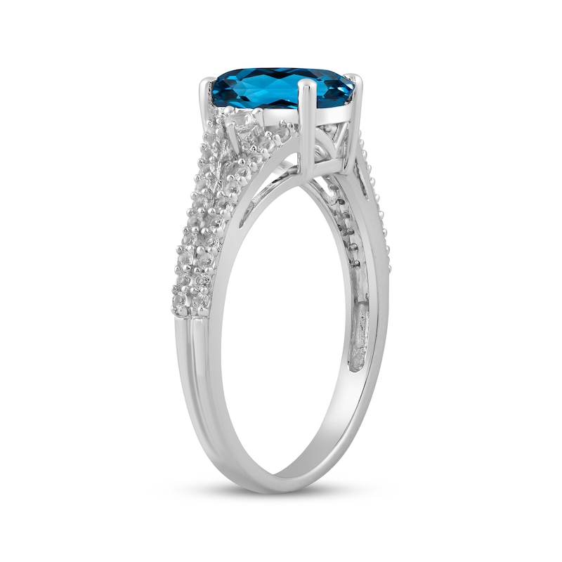 Main Image 2 of Oval-Cut London Blue Topaz & White Lab-Created Sapphire Ring Sterling Silver