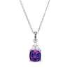 Thumbnail Image 0 of Cushion-Cut Amethyst & Round-Cut White Lab-Created Sapphire Necklace Sterling Silver 18“