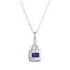 Thumbnail Image 2 of Cushion-Cut Amethyst & Round-Cut White Lab-Created Sapphire Necklace Sterling Silver 18“