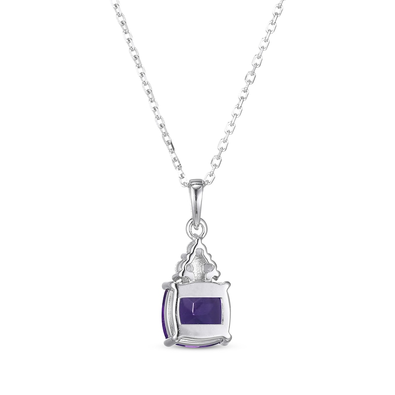Cushion-Cut Amethyst & Round-Cut White Lab-Created Sapphire Necklace Sterling Silver 18“