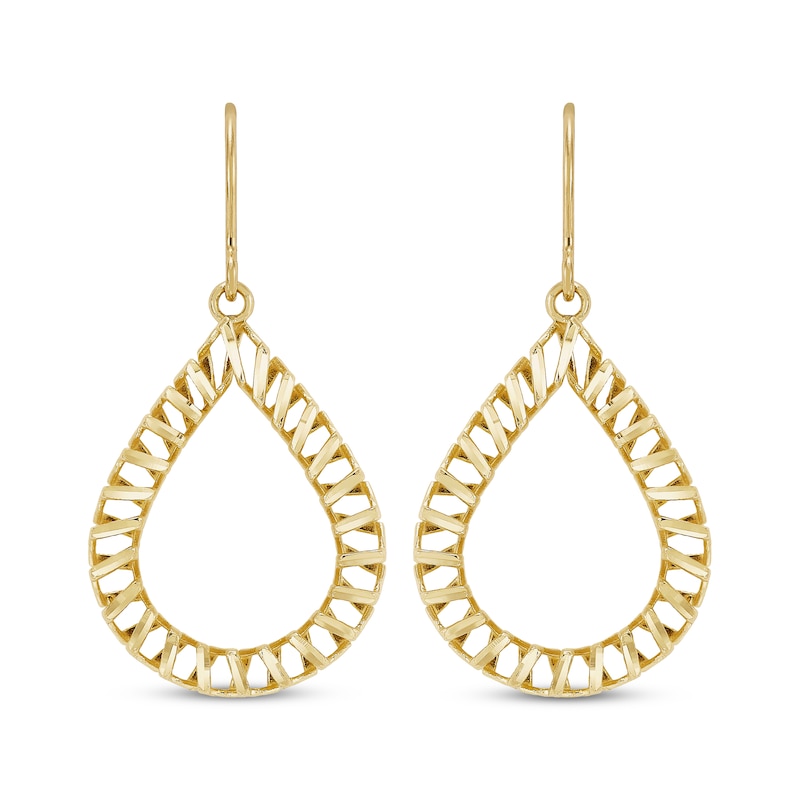 Diamond-Cut Open Teardrop Dangle Earrings 10K Yellow Gold | Kay Outlet