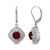 Thumbnail Image 0 of Cushion-Cut Garnet & Diamond Accent Dangle Earrings Sterling Silver