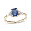 Thumbnail Image 1 of Emerald-Cut Blue Lab-Created Sapphire & Diamond Accent Ring 10K Yellow Gold