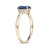 Thumbnail Image 2 of Emerald-Cut Blue Lab-Created Sapphire & Diamond Accent Ring 10K Yellow Gold