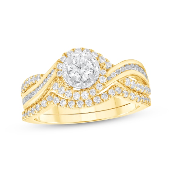 Round-Cut Diamond Bypass Bridal Set 1 ct tw 14K Yellow Gold
