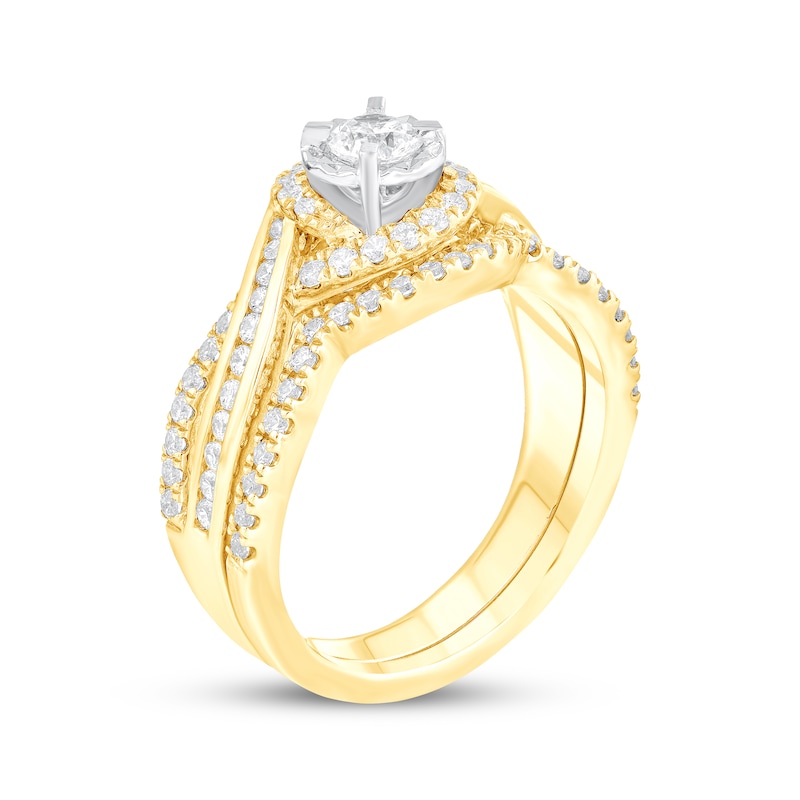 Main Image 2 of Round-Cut Diamond Bypass Bridal Set 1 ct tw 14K Yellow Gold