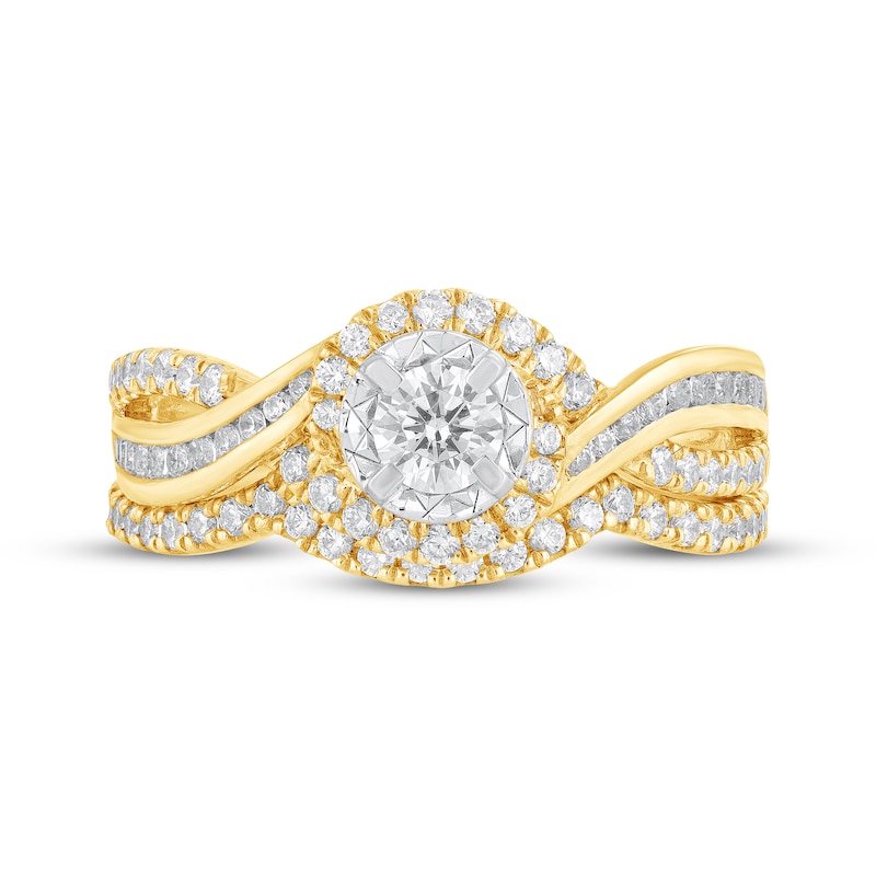 Main Image 3 of Round-Cut Diamond Bypass Bridal Set 1 ct tw 14K Yellow Gold