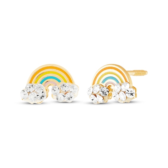 Children's Enamel Rainbow Stud Earrings 14K Yellow Gold