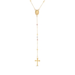 Rosary Necklace with Diamond-Cut Beads 14K Tri-Tone Gold 17&quot;