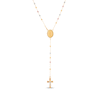 Thumbnail Image 1 of Rosary Necklace with Diamond-Cut Beads 14K Tri-Tone Gold 20&quot;