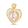 Thumbnail Image 2 of Quinceañera Diamond-Cut Heart Charm 14K Tri-Tone Gold