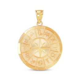 Diamond-Cut Zodiac Symbol Medallion Charm 10K Yellow Gold