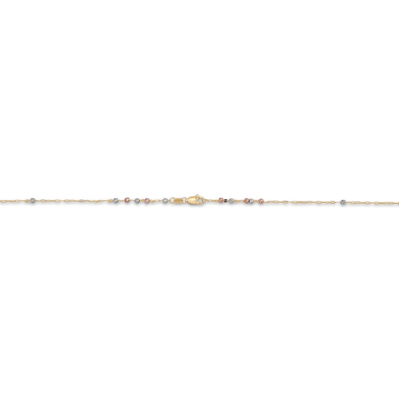 Rosary Necklace with Diamond-Cut Beads 14K Tri-Tone Gold 22"