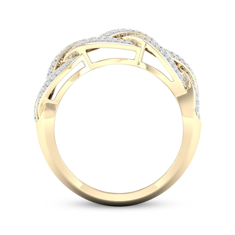 Main Image 3 of Men's Diamond Braided Ring 1 ct tw 10K Yellow Gold