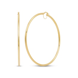 Tube Hoop Earrings 10K Yellow Gold 80mm