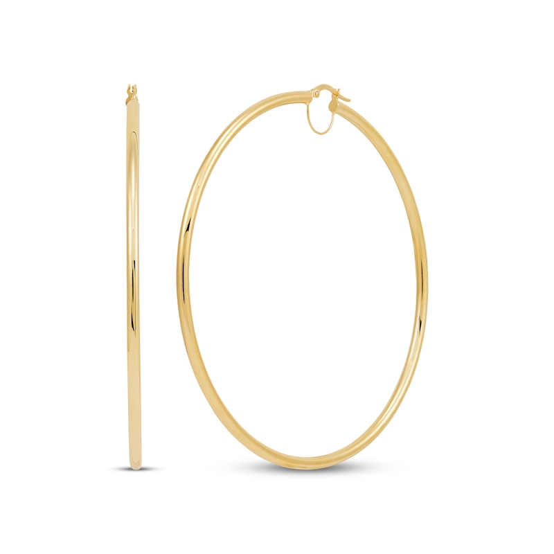 Main Image 1 of Tube Hoop Earrings 10K Yellow Gold 80mm