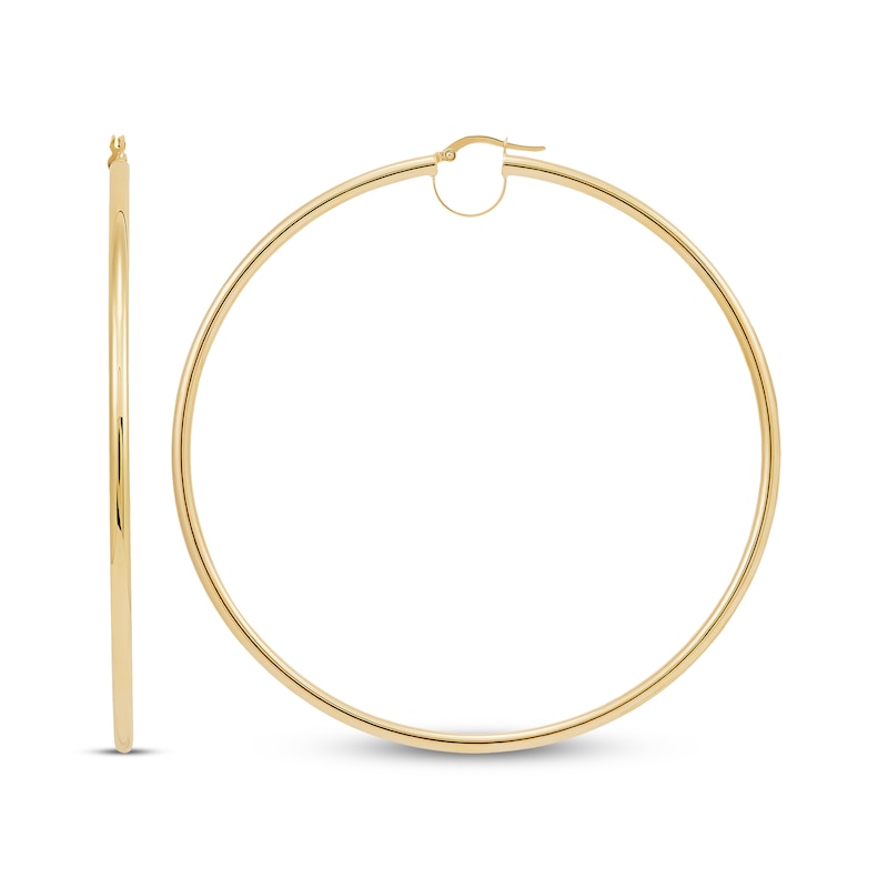 Main Image 3 of Tube Hoop Earrings 10K Yellow Gold 80mm