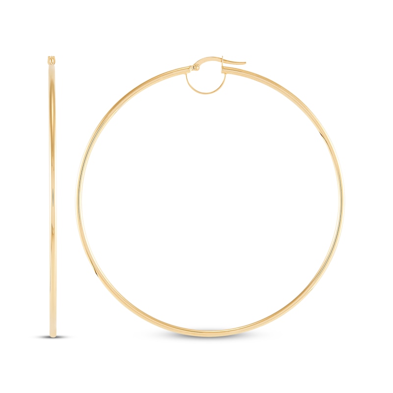 Main Image 3 of Tube Hoop Earrings 10K Yellow Gold 70mm