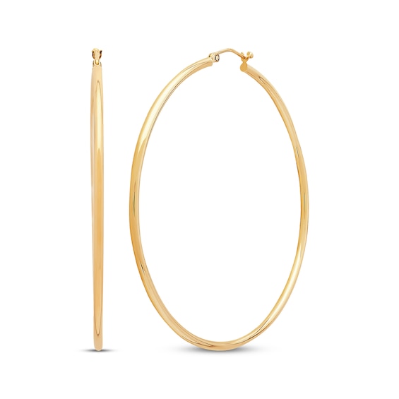 Tube Hoop Earrings 10K Gold 60mm