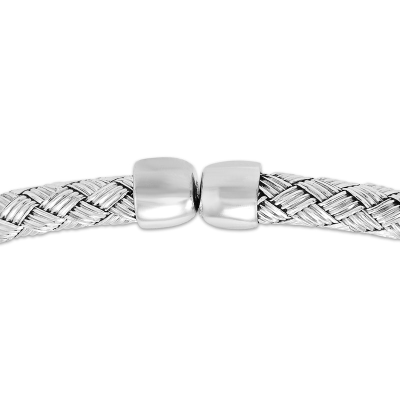 Woven Cuff Bangle Bracelet Sterling Silver