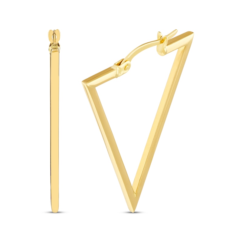 Main Image 1 of Triangle Hoop Earrings 14K Yellow Gold