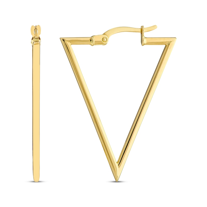 Main Image 3 of Triangle Hoop Earrings 14K Yellow Gold