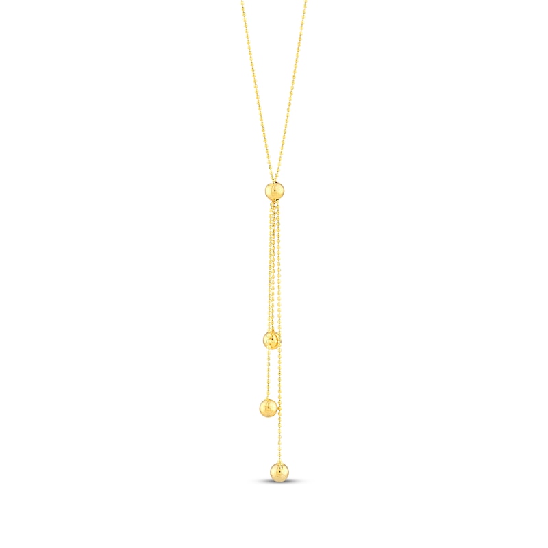 Main Image 2 of Ball Tassel Lariat Chain Necklace 14K Yellow Gold 17&quot;