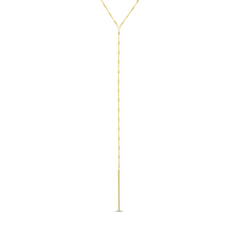 Main Image 1 of Bead Station Lariat Bar Drop Necklace 14K Yellow Gold 18&quot;