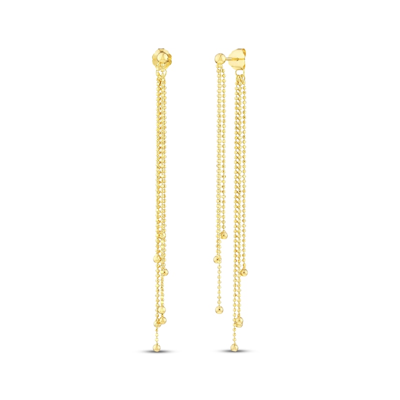 Main Image 1 of Front-Back Tassel Chain Earrings 14K Yellow Gold