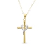 Thumbnail Image 1 of Cross with Heart Necklace 14K Two-Tone Gold 18&quot;