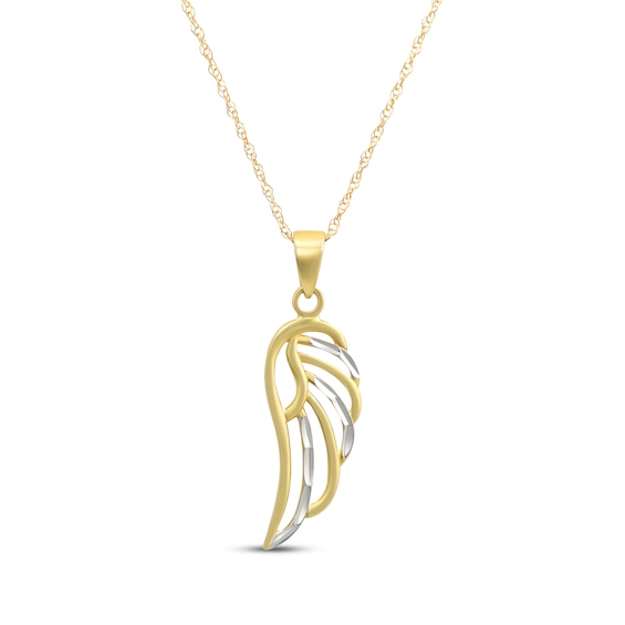 Diamond-Cut Wing Necklace 14K Yellow Gold 18"