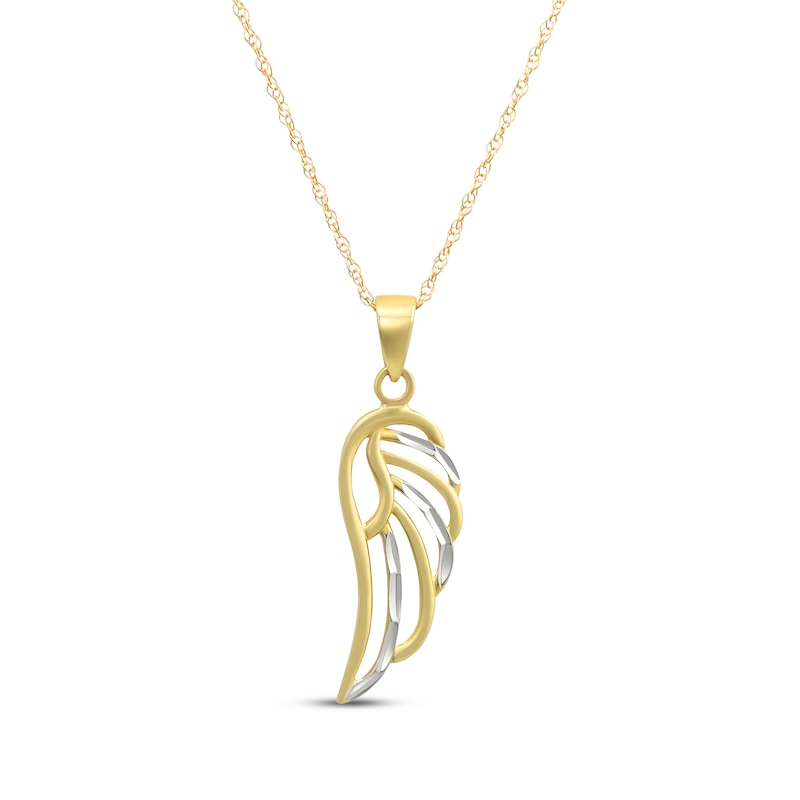 Main Image 1 of Diamond-Cut Wing Necklace 14K Yellow Gold 18&quot;