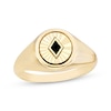 Thumbnail Image 1 of Black Enamel Diamond-Cut Circle Signet Ring 14K Yellow Gold