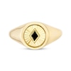 Thumbnail Image 3 of Black Enamel Diamond-Cut Circle Signet Ring 14K Yellow Gold