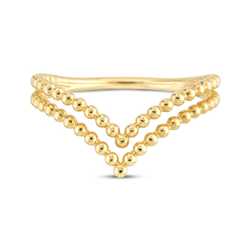 Main Image 3 of Beaded Two-Row Chevron Fashion Ring 14K Yellow Gold