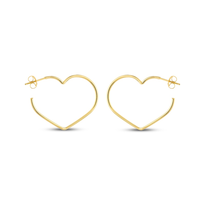 Main Image 2 of Heart-Shaped Open Hoop Earrings 14K Yellow Gold