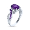 Thumbnail Image 2 of Oval-Cut Amethyst & White Lab-Created Sapphire Bypass Ring Sterling Silver