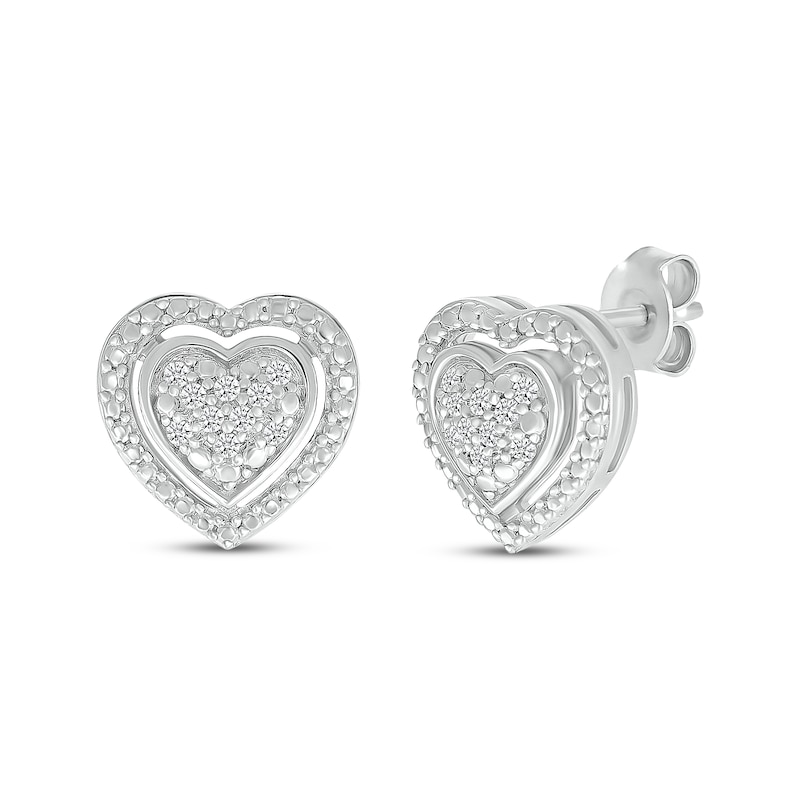 Main Image 3 of Diamond Heart Necklace & Stud Earrings Set 1/4 ct tw Sterling Silver