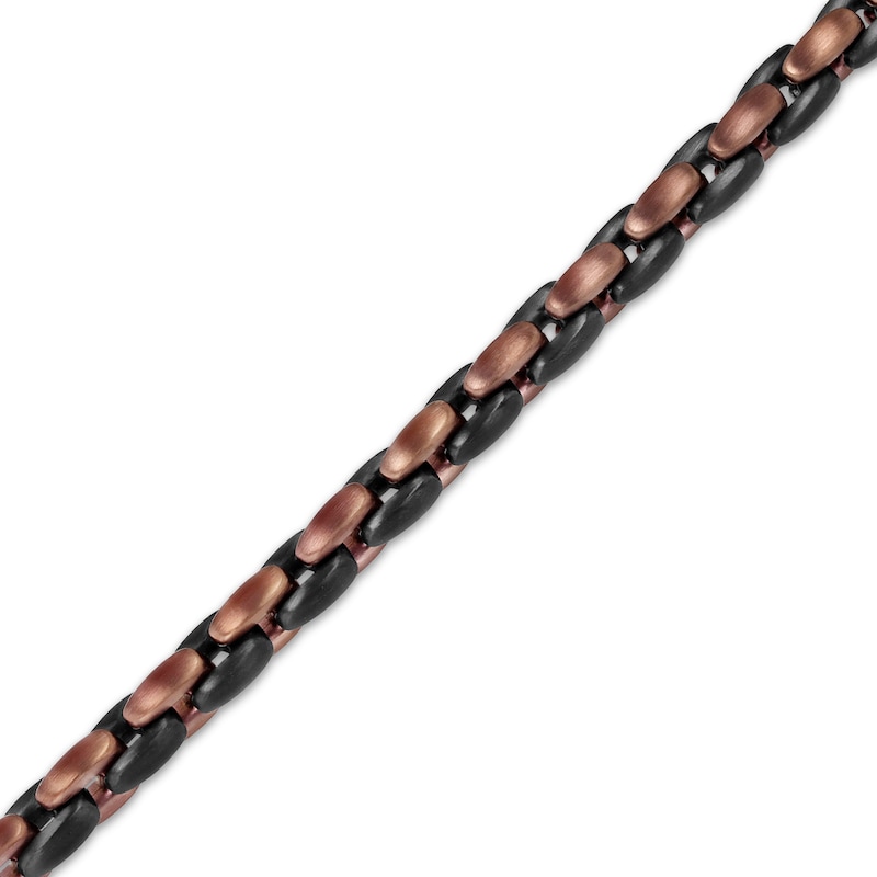 Main Image 2 of Solid Chain Link Necklace Brown & Black Ion-Plated Stainless Steel 24&quot;