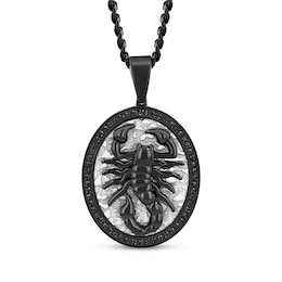 Black Diamond Scorpion Necklace 1/4 ct tw Stainless Steel & Black Ion Plating 24&quot;