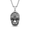 Thumbnail Image 1 of Men's Black Spinel Skull Necklace Stainless Steel & Black Ion Plating 24&quot;