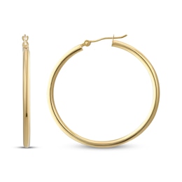 Polished Tube Hoop Earrings 18K Yellow Gold 30mm