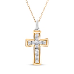 Diamond Cross Necklace 1/5 ct tw 10K Two-Tone Gold 18&quot;