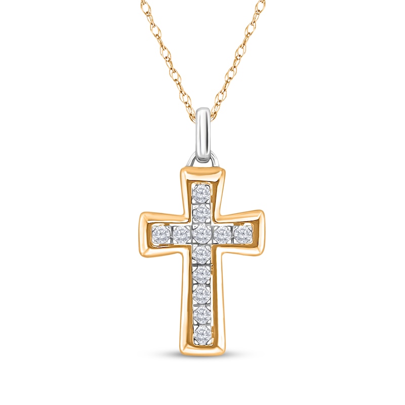 Main Image 1 of Diamond Cross Necklace 1/5 ct tw 10K Two-Tone Gold 18&quot;