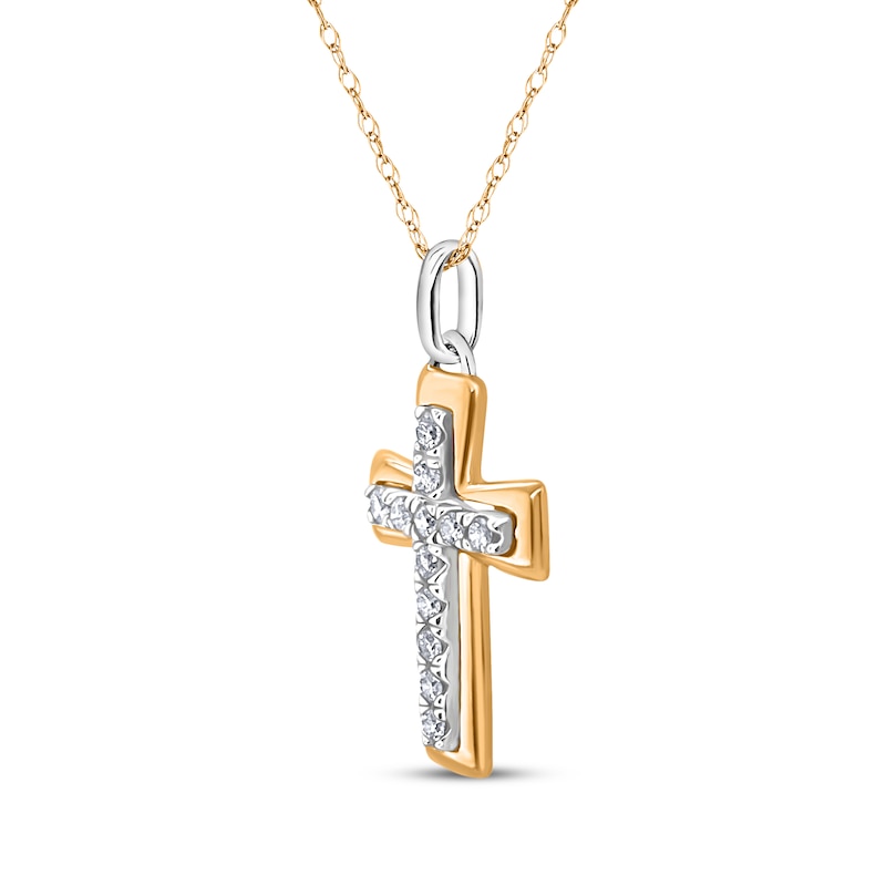 Main Image 2 of Diamond Cross Necklace 1/5 ct tw 10K Two-Tone Gold 18&quot;