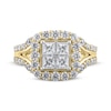 Thumbnail Image 3 of Princess-Cut Quad Diamond Halo Engagement Ring 2 ct tw 14K Yellow Gold