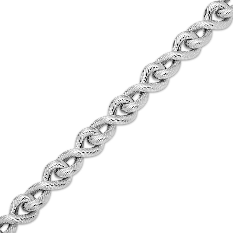 Main Image 2 of Hollow Textured Infinity Link Bracelet Sterling Silver 7.75&quot;